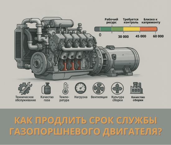 срок службы газопоршневого двигателя